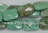 CAB37 15.5 inches 13*18mm faceted rectangle green grass agate beads