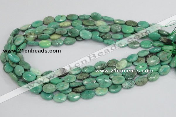 CAB38 15.5 inches 10*14mm faceted oval green grass agate beads