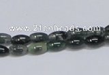 CAB387 15.5 inches 5*8mm rice moss agate gemstone beads wholesale