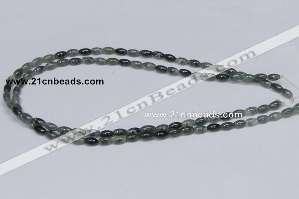 CAB387 15.5 inches 5*8mm rice moss agate gemstone beads wholesale