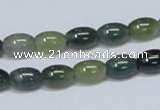 CAB388 15.5 inches 7*10mm rice moss agate gemstone beads wholesale