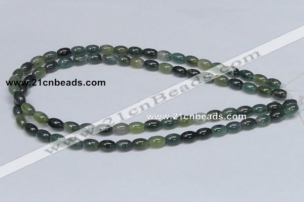 CAB388 15.5 inches 7*10mm rice moss agate gemstone beads wholesale