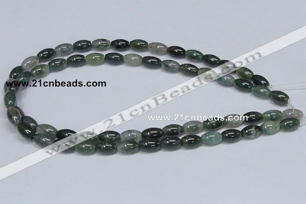 CAB389 15.5 inches 8*12mm rice moss agate gemstone beads wholesale