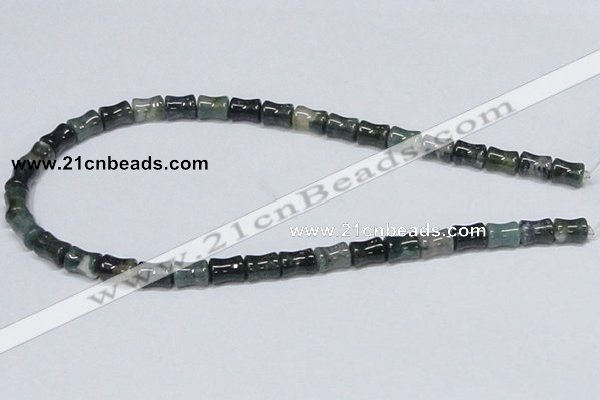 CAB394 15.5 inches 8*10mm bamboo shape moss agate gemstone beads