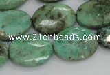 CAB40 15.5 inches 15*20mm faceted oval green grass agate beads