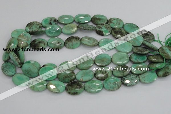 CAB40 15.5 inches 15*20mm faceted oval green grass agate beads