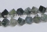 CAB400 15.5 inches 6*6mm inclined cube moss agate gemstone beads