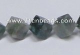 CAB401 15.5 inches 10*10mm inclined cube moss agate gemstone beads