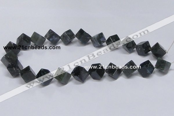 CAB402 15.5 inches 12*12mm inclined cube moss agate gemstone beads