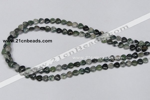 CAB404 15.5 inches 8*8mm heart moss agate gemstone beads wholesale