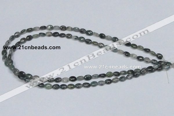 CAB408 15.5 inches 6*8mm oval moss agate gemstone beads wholesale