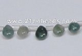 CAB414 15.5 inches 7*9mm flat teardrop moss agate gemstone beads