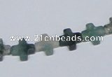 CAB415 15.5 inches 10*10mm cross moss agate gemstone beads