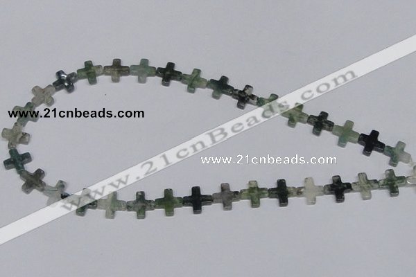 CAB416 15.5 inches 12*12mm cross moss agate gemstone beads