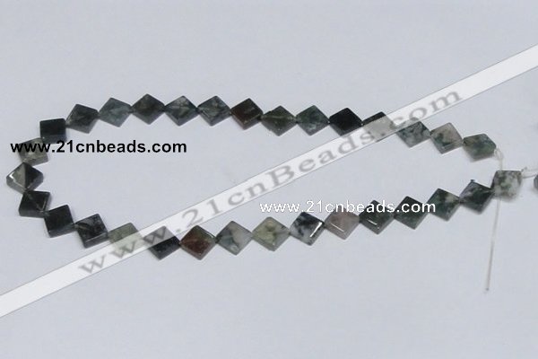 CAB417 15.5 inches 10*10mm diamond moss agate gemstone beads