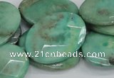 CAB42 15.5 inches 22*30mm faceted oval green grass agate beads