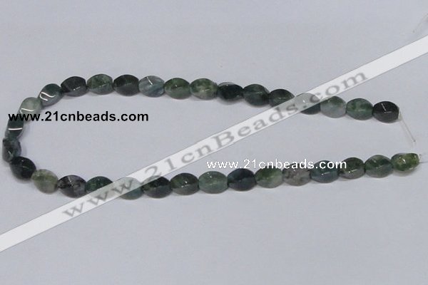 CAB420 15.5 inches 8*12mm twisted rice moss agate gemstone beads