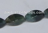 CAB422 15.5 inches 10*20mm twisted rice moss agate gemstone beads