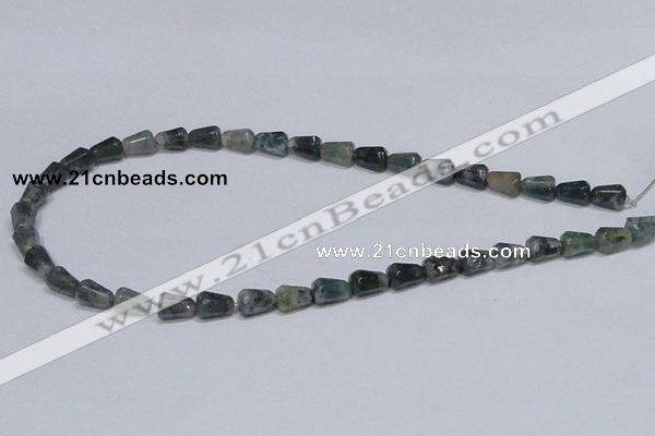 CAB424 15.5 inches 7*10mm faceted teardrop moss agate gemstone beads