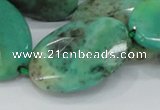 CAB43 15.5 inches 25*35mm faceted oval green grass agate beads