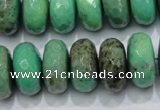 CAB45 15.5 inches 10*18mm faceted rondelle green grass agate beads