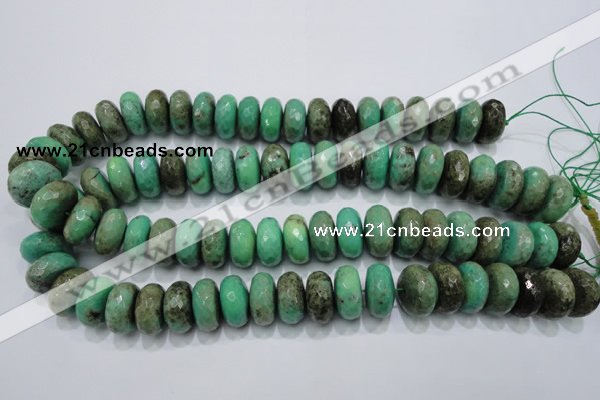 CAB45 15.5 inches 10*18mm faceted rondelle green grass agate beads