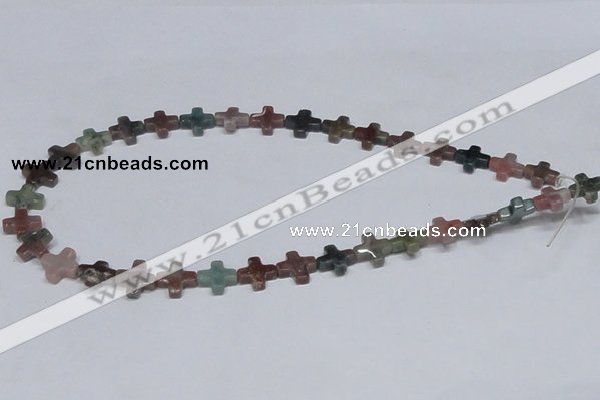 CAB461 15.5 inches 12*12mm cross indian agate gemstone beads