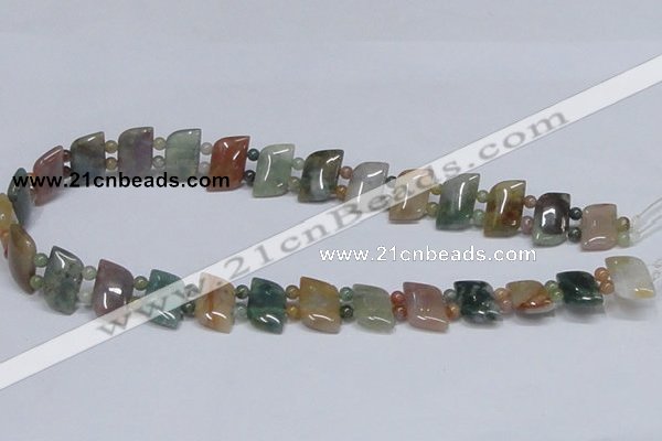 CAB468 15.5 inches horse eye & round double-drilled indian agate beads