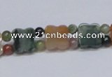 CAB469 15.5 inches flower & round double-drilled indian agate beads