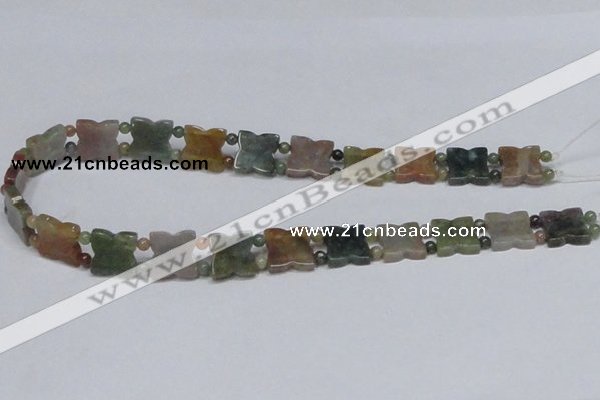 CAB470 15.5 inches flower & round double-drilled indian agate beads