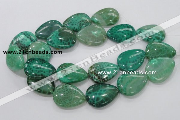 CAB56 15.5 inches 30*40mm flat teardrop peafowl agate gemstone beads