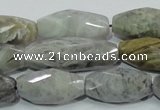 CAB567 15.5 inches 15*28mm faceted rice silver needle agate beads