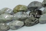 CAB569 15.5 inches 8*16mm twisted rice silver needle agate gemstone beads