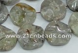 CAB571 15.5 inches 20mm wavy coin silver needle agate gemstone beads