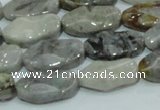 CAB573 15.5 inches 10*20mm wavy oval silver needle agate gemstone beads