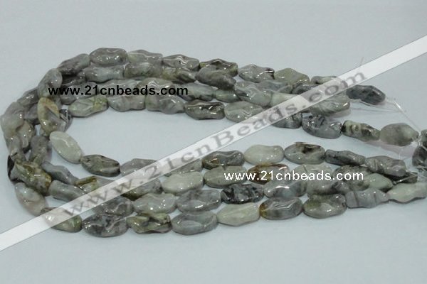 CAB573 15.5 inches 10*20mm wavy oval silver needle agate gemstone beads