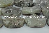 CAB574 15.5 inches 18*25mm wavy oval silver needle agate gemstone beads