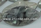 CAB577 15.5 inches 25*50mm wavy marquise silver needle agate beads