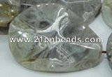 CAB578 15.5 inches 40*50mm wavy teardrop silver needle agate beads