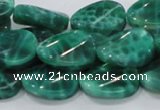 CAB58 15.5 inches 14*18mm twisted oval peafowl agate gemstone beads