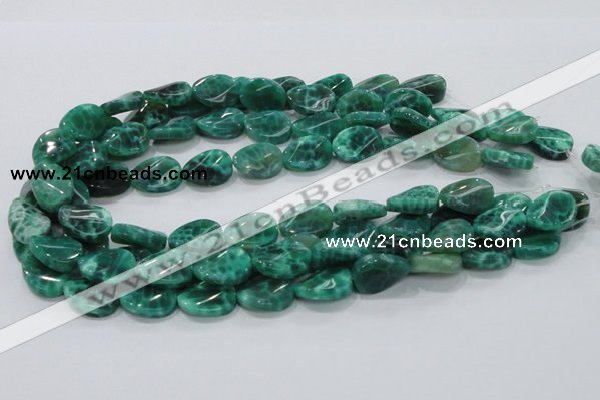 CAB58 15.5 inches 14*18mm twisted oval peafowl agate gemstone beads