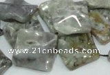 CAB583 15.5 inches 20*20mm wavy diamond silver needle agate beads