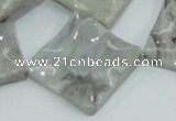 CAB584 15.5 inches 30*30mm wavy diamond silver needle agate beads