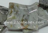 CAB585 15.5 inches 40*40mm wavy diamond silver needle agate beads