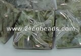 CAB586 15.5 inches 30*30mm wavy square silver needle agate beads