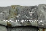 CAB587 15.5 inches 40*40mm wavy square silver needle agate beads