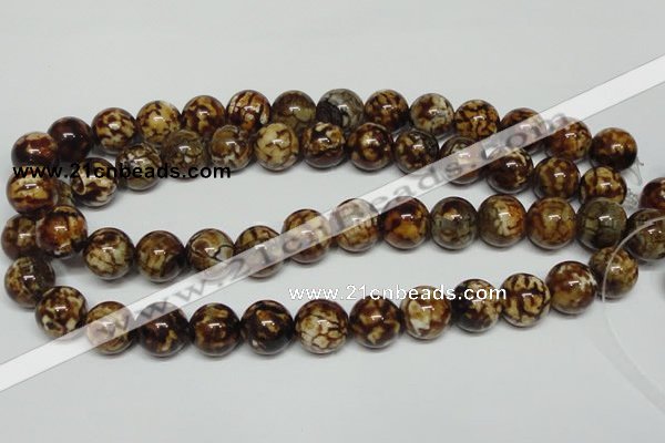 CAB612 15.5 inches 14mm round leopard skin agate beads wholesale