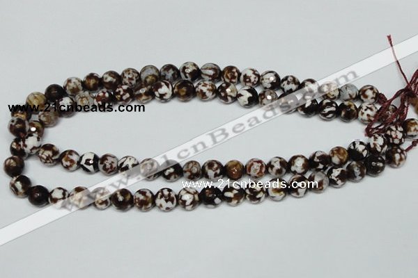 CAB616 15.5 inches 10mm faceted round leopard skin agate beads wholesale