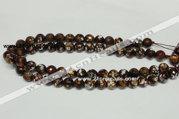 CAB617 15.5 inches 12mm faceted round leopard skin agate beads wholesale