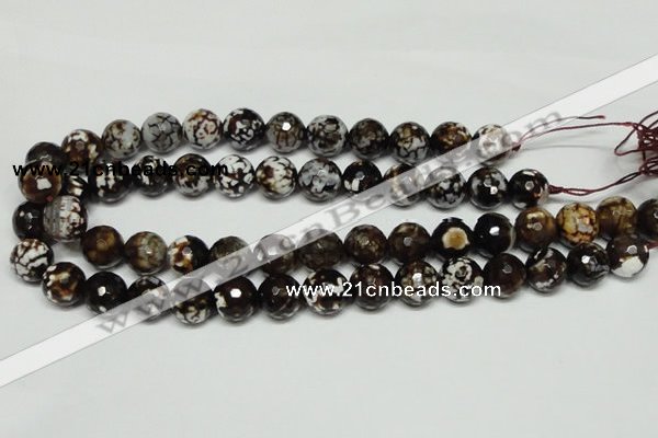 CAB618 15.5 inches 14mm faceted round leopard skin agate beads wholesale